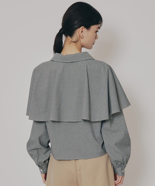 REDYAZEL（レディアゼル）の「ケープライクグレンチェックリボンタイブラウス（シャツ/ブラウス・レディース・ホワイト系その他/ベージュ系その他/ブラウン系その他/ブラック・FREE）」の13枚目の写真