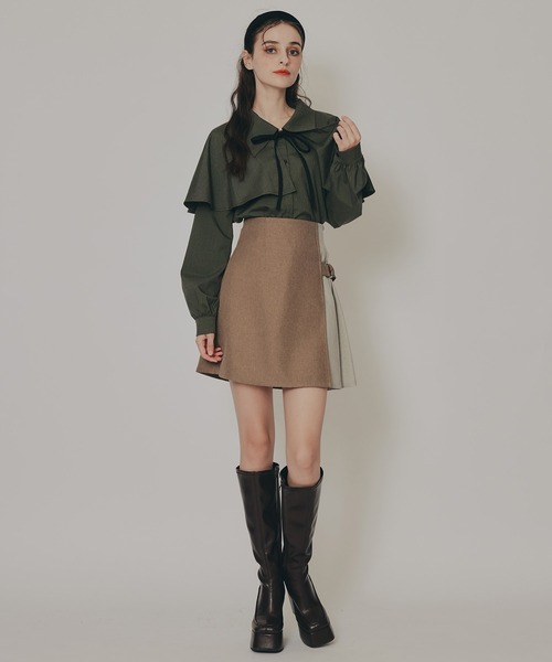 REDYAZEL（レディアゼル）の「ケープライクグレンチェックリボンタイブラウス（シャツ/ブラウス・レディース・ホワイト系その他/ベージュ系その他/ブラウン系その他/ブラック・FREE）」の20枚目の写真