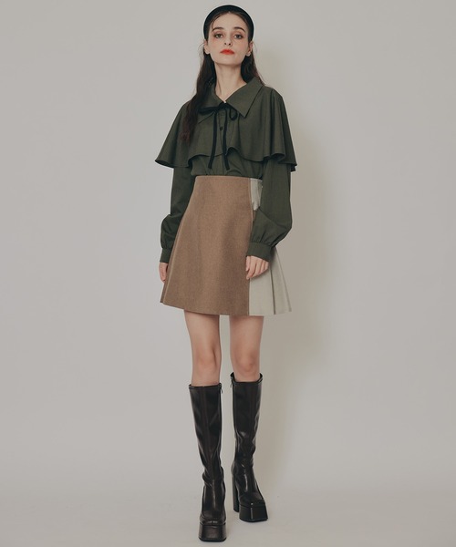 REDYAZEL（レディアゼル）の「ケープライクグレンチェックリボンタイブラウス（シャツ/ブラウス・レディース・ホワイト系その他/ベージュ系その他/ブラウン系その他/ブラック・FREE）」の18枚目の写真