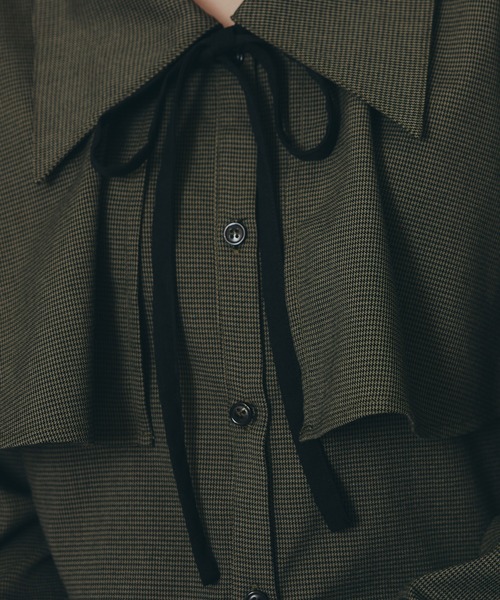 REDYAZEL（レディアゼル）の「ケープライクグレンチェックリボンタイブラウス（シャツ/ブラウス・レディース・ホワイト系その他/ベージュ系その他/ブラウン系その他/ブラック・FREE）」の22枚目の写真