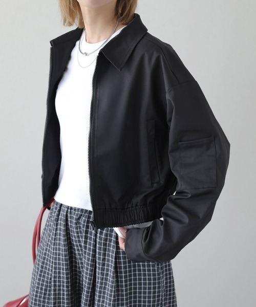 AMELY(エミリー)の「クロップドワークデザインジャケット(その他アウター・レディース・ブラック/カーキ/アイボリー/ベージュ・フリー)」の1枚目の写真