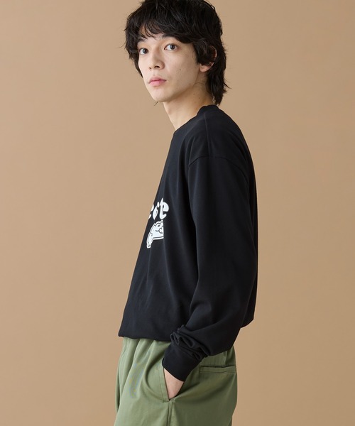 【ブラック】【オンライン限定】LACOSTE 鹿の子オーバーサイズプリント ロングスリーブTシャツ セール】【オンライン限定】LACOSTE 鹿の子オーバーサイズプリント