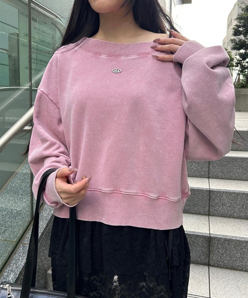 repipi armario(レピピ アルマリオ)の「Acidオフショルショートスウェット(スウェット・キッズ・ブラウン/ピンク/ブラック・SMALL/MEDIUM/LARGE)」の3枚目の写真