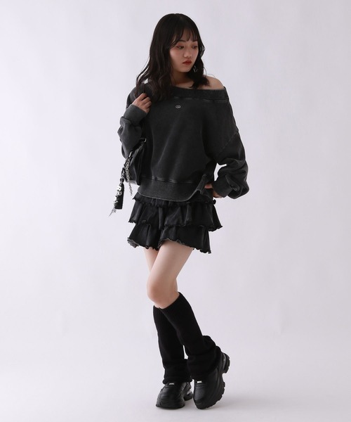 repipi armario(レピピ アルマリオ)の「Acidオフショルショートスウェット(スウェット・キッズ・ブラウン/ピンク/ブラック・SMALL/MEDIUM/LARGE)」の4枚目の写真