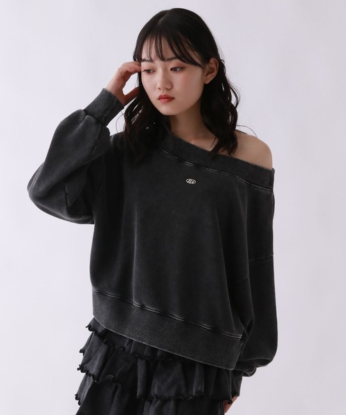 repipi armario(レピピ アルマリオ)の「Acidオフショルショートスウェット(スウェット・キッズ・ブラウン/ピンク/ブラック・SMALL/MEDIUM/LARGE)」の6枚目の写真