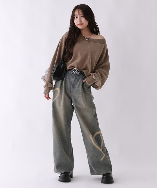 repipi armario(レピピ アルマリオ)の「Acidオフショルショートスウェット(スウェット・キッズ・ブラウン/ピンク/ブラック・SMALL/MEDIUM/LARGE)」の8枚目の写真