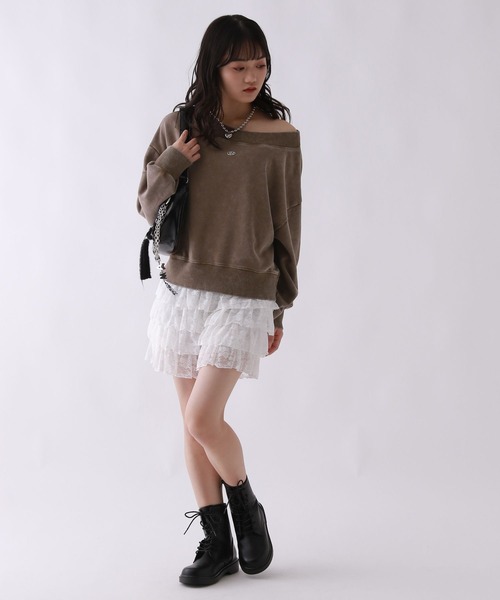 repipi armario(レピピ アルマリオ)の「Acidオフショルショートスウェット(スウェット・キッズ・ブラウン/ピンク/ブラック・SMALL/MEDIUM/LARGE)」の9枚目の写真