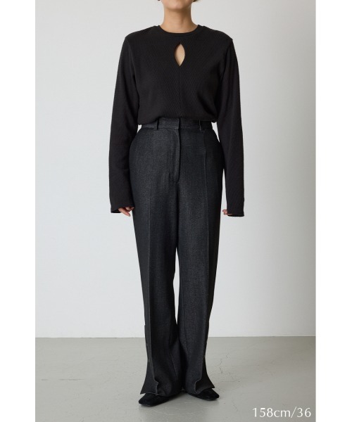 RIM.ARK（リムアーク）の「Hem design slim stretch PT ヘム デザイン スリム ストレッチ パンツ（スラックス・レディース・ブラック/ブラウン/イエロー・38/36）」の5枚目の写真