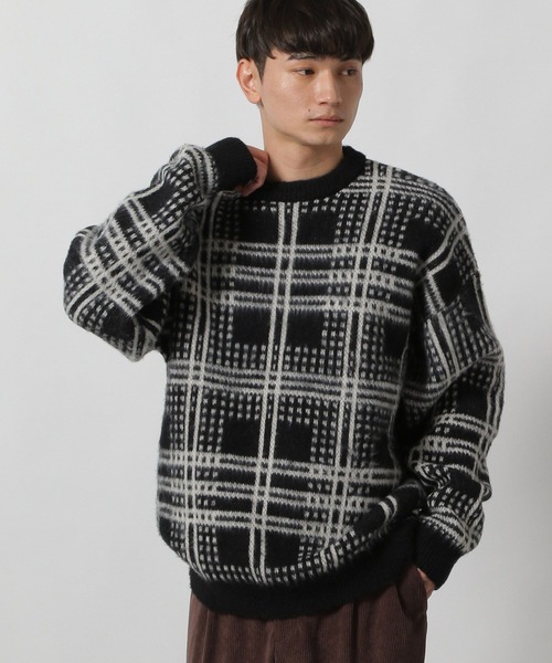 セール】起毛チェックニットプルオーバー / 574360（ニット/セーター