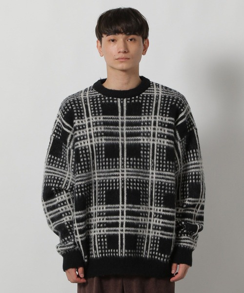セール】起毛チェックニットプルオーバー / 574360（ニット/セーター