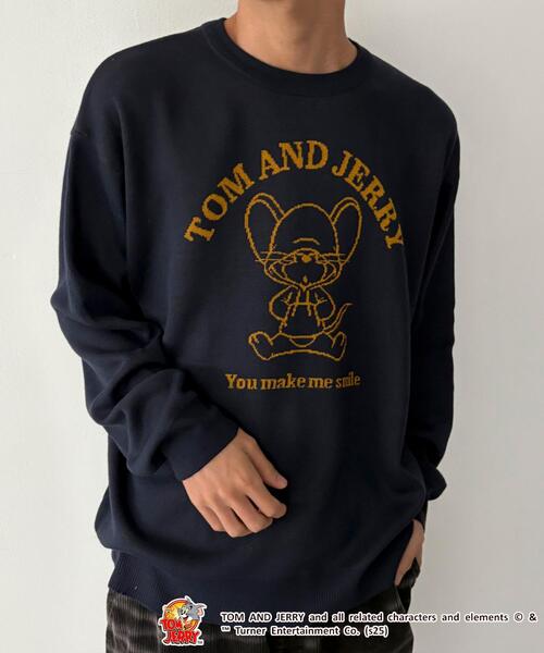 Tom&Jerry(トムアンドジェリー)の「WEGO/JERRY ジャガードニット(ニット/セーター・メンズ・オフホワイト/ネイビー・MEDIUM/LARGE)」の1枚目の写真