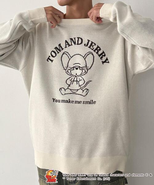 Tom&Jerry(トムアンドジェリー)の「WEGO/JERRY ジャガードニット(ニット/セーター・メンズ・オフホワイト/ネイビー・MEDIUM/LARGE)」の5枚目の写真