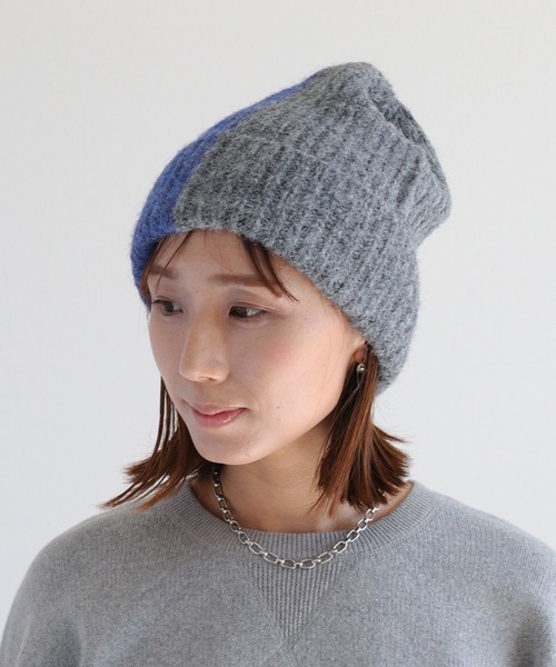 cepo（セポ）の「バイカラーニット帽（ニットキャップ/ビーニー・レディース・グレー/ブルー・FREE）」の9枚目の写真
