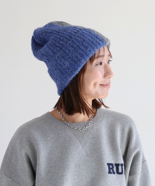 cepo（セポ）の「バイカラーニット帽（ニットキャップ/ビーニー・レディース・グレー/ブルー・FREE）」の10枚目の写真