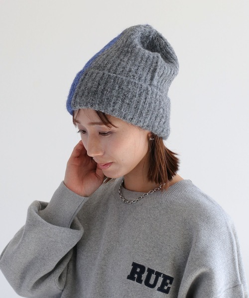 cepo（セポ）の「バイカラーニット帽（ニットキャップ/ビーニー・レディース・グレー/ブルー・FREE）」の14枚目の写真
