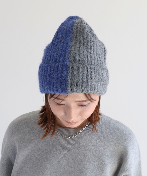 cepo（セポ）の「バイカラーニット帽（ニットキャップ/ビーニー・レディース・グレー/ブルー・FREE）」の8枚目の写真