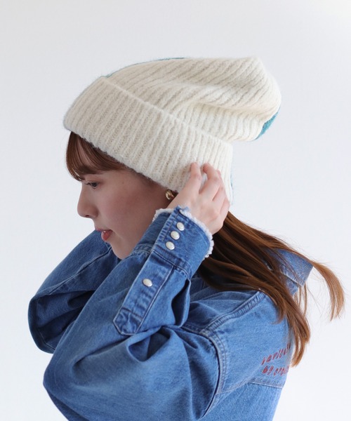 cepo（セポ）の「バイカラーニット帽（ニットキャップ/ビーニー・レディース・グレー/ブルー・FREE）」の3枚目の写真