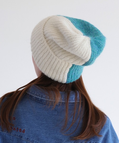 cepo（セポ）の「バイカラーニット帽（ニットキャップ/ビーニー・レディース・グレー/ブルー・FREE）」の4枚目の写真