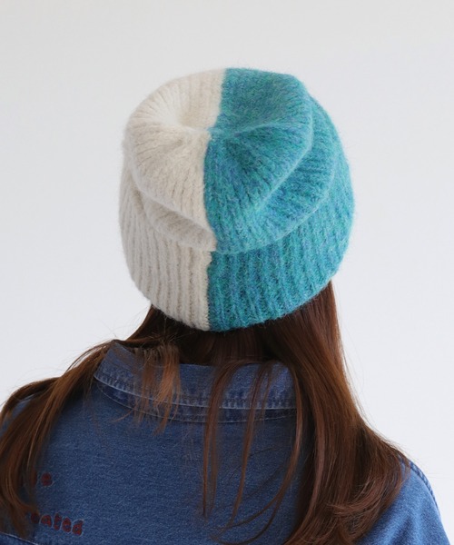 cepo（セポ）の「バイカラーニット帽（ニットキャップ/ビーニー・レディース・グレー/ブルー・FREE）」の5枚目の写真
