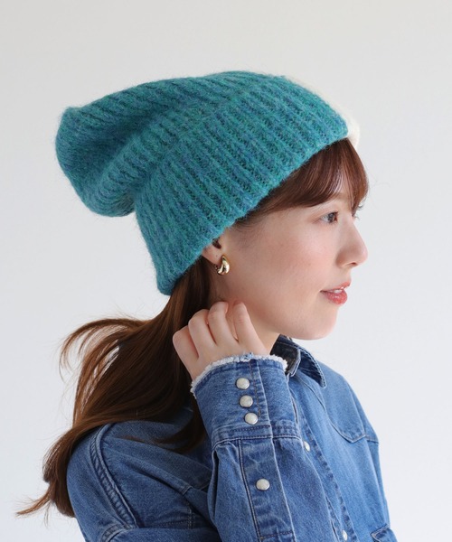 cepo（セポ）の「バイカラーニット帽（ニットキャップ/ビーニー・レディース・グレー/ブルー・FREE）」の6枚目の写真