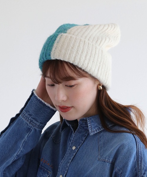 cepo（セポ）の「バイカラーニット帽（ニットキャップ/ビーニー・レディース・グレー/ブルー・FREE）」の16枚目の写真