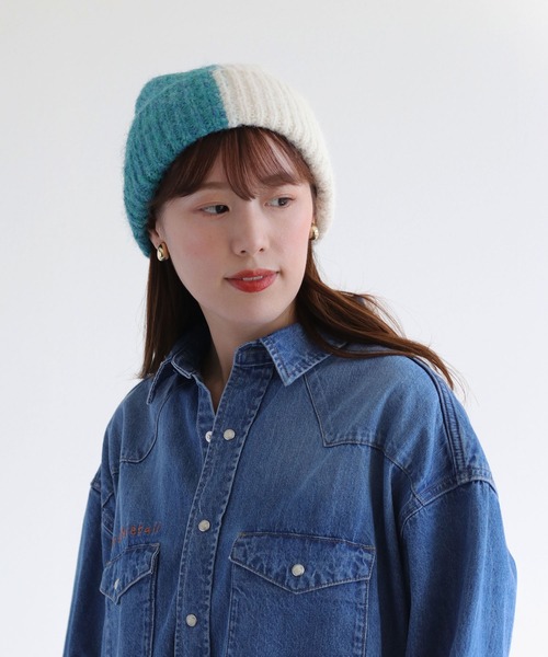 cepo（セポ）の「バイカラーニット帽（ニットキャップ/ビーニー・レディース・グレー/ブルー・FREE）」の7枚目の写真