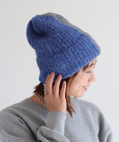 cepo（セポ）の「バイカラーニット帽（ニットキャップ/ビーニー・レディース・ブルー/グレー・FREE）」の19枚目の写真