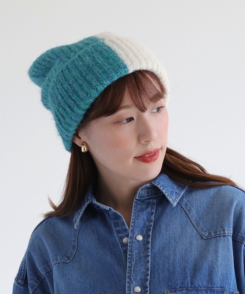 cepo（セポ）の「バイカラーニット帽（ニットキャップ/ビーニー・レディース・ブルー/グレー・FREE）」の20枚目の写真