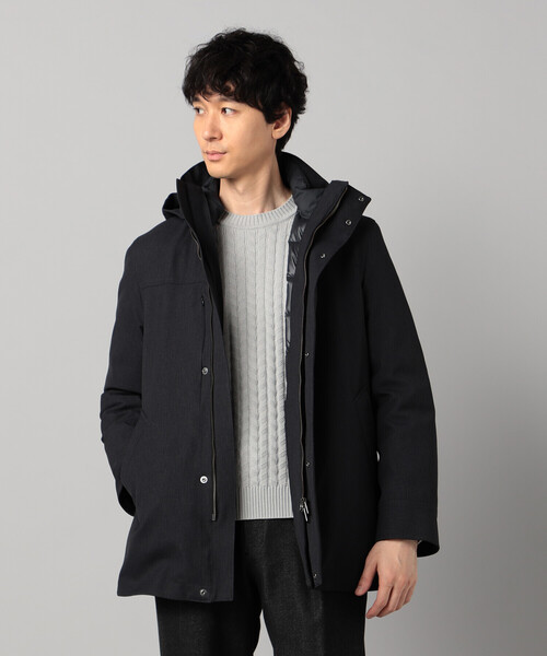 COMME CA MEN(コムサメン)の「【3WAY】ラミネート加工バーズアイ コート(その他アウター・メンズ・ネイビー/チャコールグレー・S/M/L/XL)」の1枚目の写真