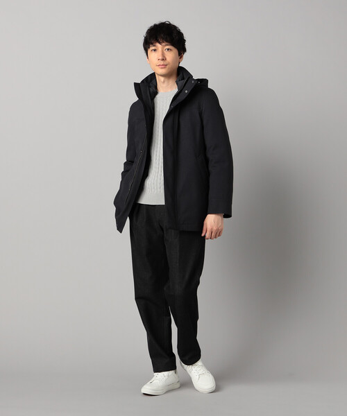 COMME CA MEN(コムサメン)の「【3WAY】ラミネート加工バーズアイ コート(その他アウター・メンズ・ネイビー/チャコールグレー・S/M/L/XL)」の4枚目の写真