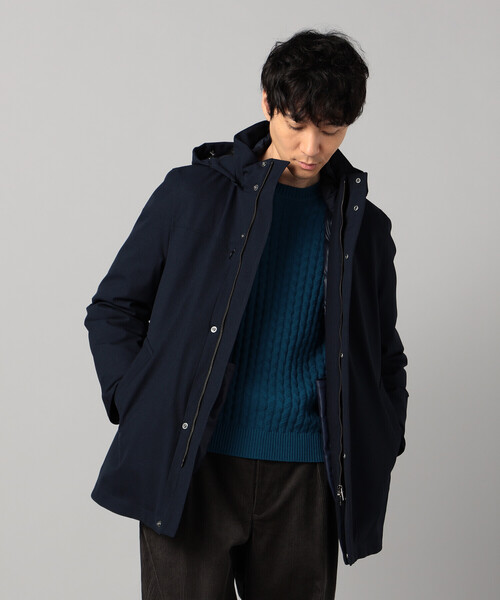 新品未使用！タグ付き！COMME CA MEN ハーフコート！ネイビーサイズM！ セール】【3WAY】ラミネート加工バーズアイ コート（その他アウター