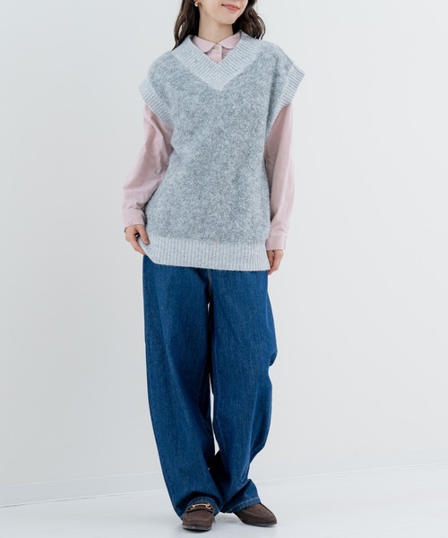 refinedworks（リファインドワークス）の「【refinedworks】温度調節 にピッタリな ニットベスト！（ベスト・レディース・グレー/パープル/ベージュ・FREE）」の9枚目の写真