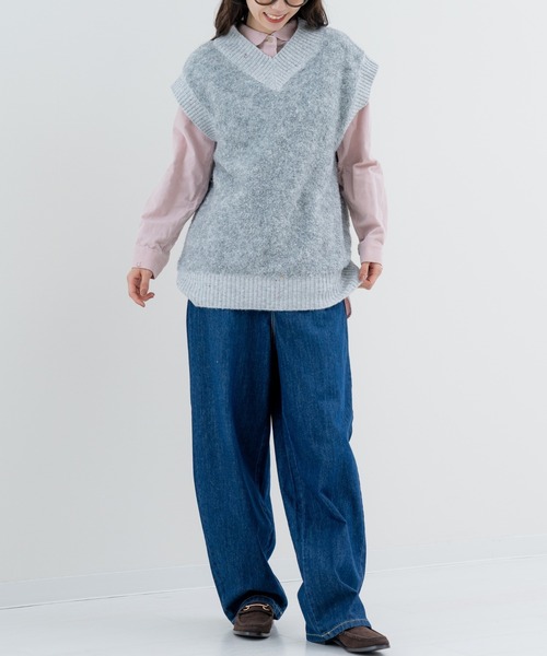 refinedworks（リファインドワークス）の「【refinedworks】温度調節 にピッタリな ニットベスト！（ベスト・レディース・グレー/パープル/ベージュ・FREE）」の10枚目の写真