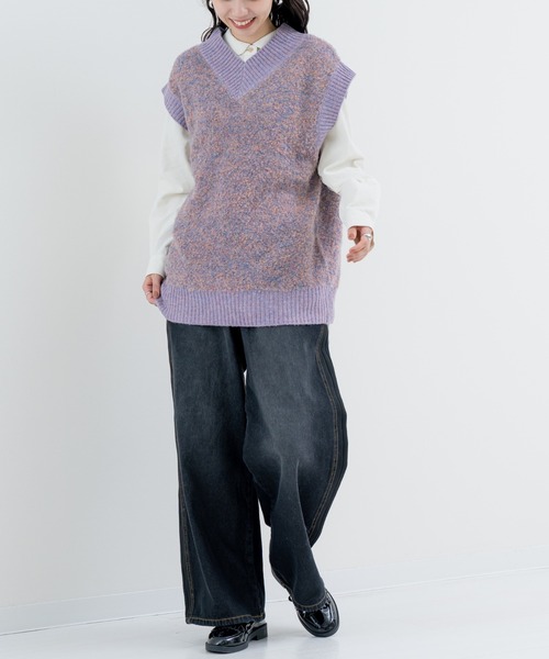 refinedworks（リファインドワークス）の「【refinedworks】温度調節 にピッタリな ニットベスト！（ベスト・レディース・グレー/パープル/ベージュ・FREE）」の16枚目の写真