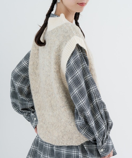 refinedworks（リファインドワークス）の「【refinedworks】温度調節 にピッタリな ニットベスト！（ベスト・レディース・グレー/パープル/ベージュ・FREE）」の5枚目の写真