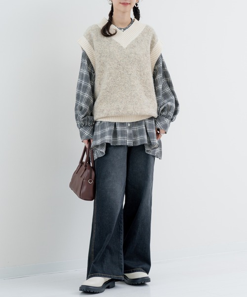 refinedworks（リファインドワークス）の「【refinedworks】温度調節 にピッタリな ニットベスト！（ベスト・レディース・グレー/パープル/ベージュ・FREE）」の21枚目の写真