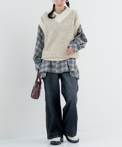 refinedworks（リファインドワークス）の「【refinedworks】温度調節 にピッタリな ニットベスト！（ベスト・レディース・グレー/パープル/ベージュ・FREE）」の22枚目の写真