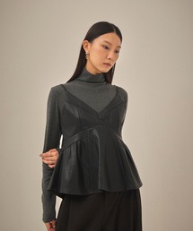 VERSEAU（ヴェルソー）の「【 VERSEAU / ヴェルソー 】  フェイクレザーペプラムトップ  23720901　JON（キャミソール）」