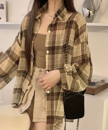 長袖チェックシャツ