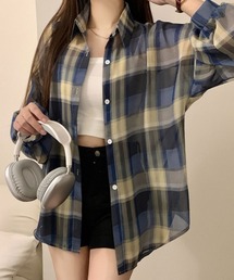 長袖チェックシャツ