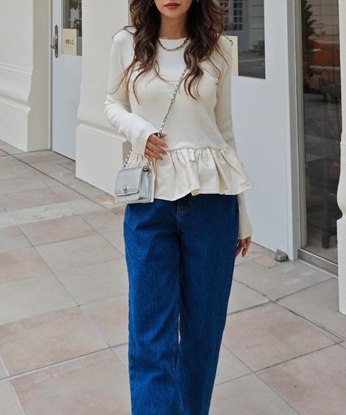 esutoreja（エストレジャ）の「ペプラムレイヤードニット（ニット/セーター・レディース・アイボリー/ブラック/グレー・FREE）」の11枚目の写真