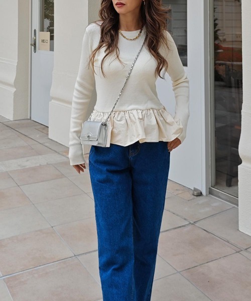 esutoreja（エストレジャ）の「ペプラムレイヤードニット（ニット/セーター・レディース・アイボリー/ブラック/グレー・FREE）」の12枚目の写真