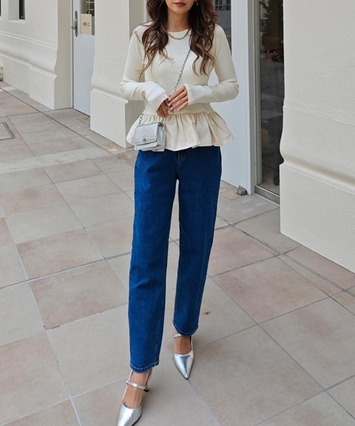 esutoreja（エストレジャ）の「ペプラムレイヤードニット（ニット/セーター・レディース・アイボリー/ブラック/グレー・FREE）」の13枚目の写真