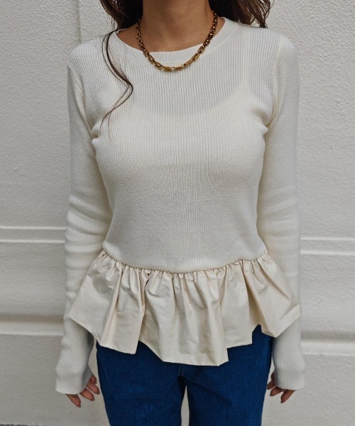 esutoreja（エストレジャ）の「ペプラムレイヤードニット（ニット/セーター・レディース・アイボリー/ブラック/グレー・FREE）」の14枚目の写真