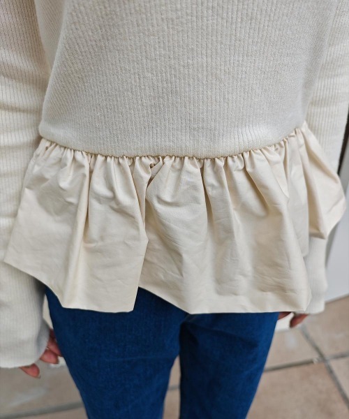 esutoreja（エストレジャ）の「ペプラムレイヤードニット（ニット/セーター・レディース・アイボリー/ブラック/グレー・FREE）」の16枚目の写真