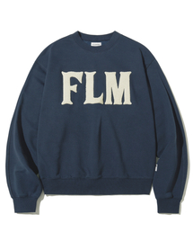 F.ILLUMINATE（フィルミネイト）の「FLM ブークルロゴスウェットシャツ-ネイビー（スウェット）」