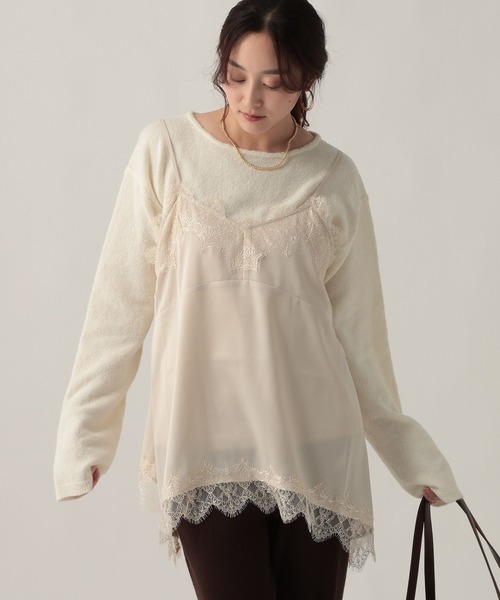 Elura（エルーラ）の「レースサテンキャミソール/625546（キャミソール・レディース・ブラック/オフホワイト・FREE）」の4枚目の写真