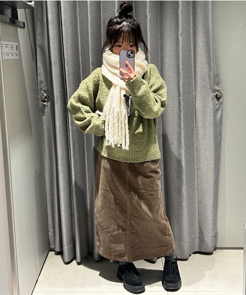 MUSINSA STANDARD WOMAN（ムシンサスタンダードウーマン）の「レディースコーデュロイミドル丈[カーキブラウン]（スカート・レディース・その他・SMALL/MEDIUM/LARGE/X-SMALL）」の7枚目の写真