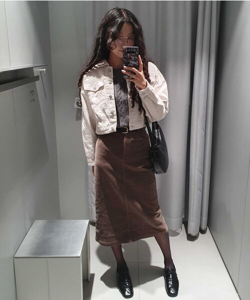 MUSINSA STANDARD WOMAN（ムシンサスタンダードウーマン）の「レディースコーデュロイミドル丈[カーキブラウン]（スカート・レディース・その他・SMALL/MEDIUM/LARGE/X-SMALL）」の10枚目の写真
