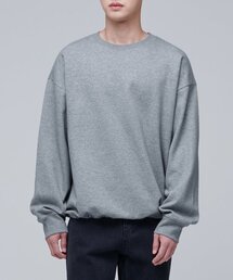 フラットテリーオーバーサイズストリングスウェットシャツ[ミディアムグレー]